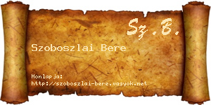 Szoboszlai Bere névjegykártya